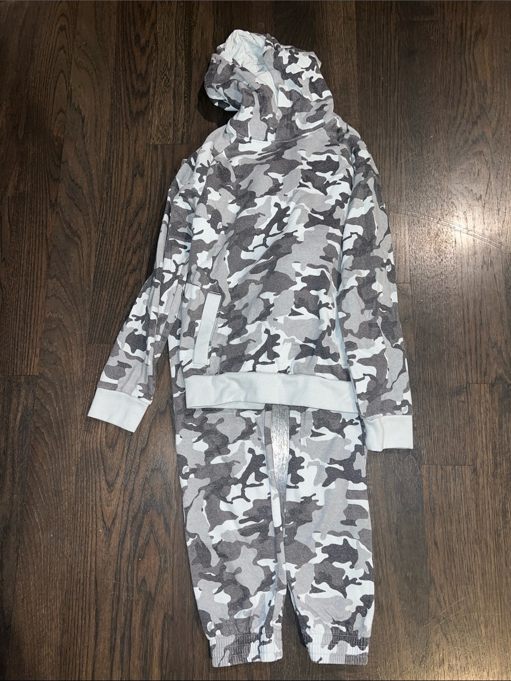 Class Club Boys Gray & White Camo Hoodie + Jogger Set - Size 10/12